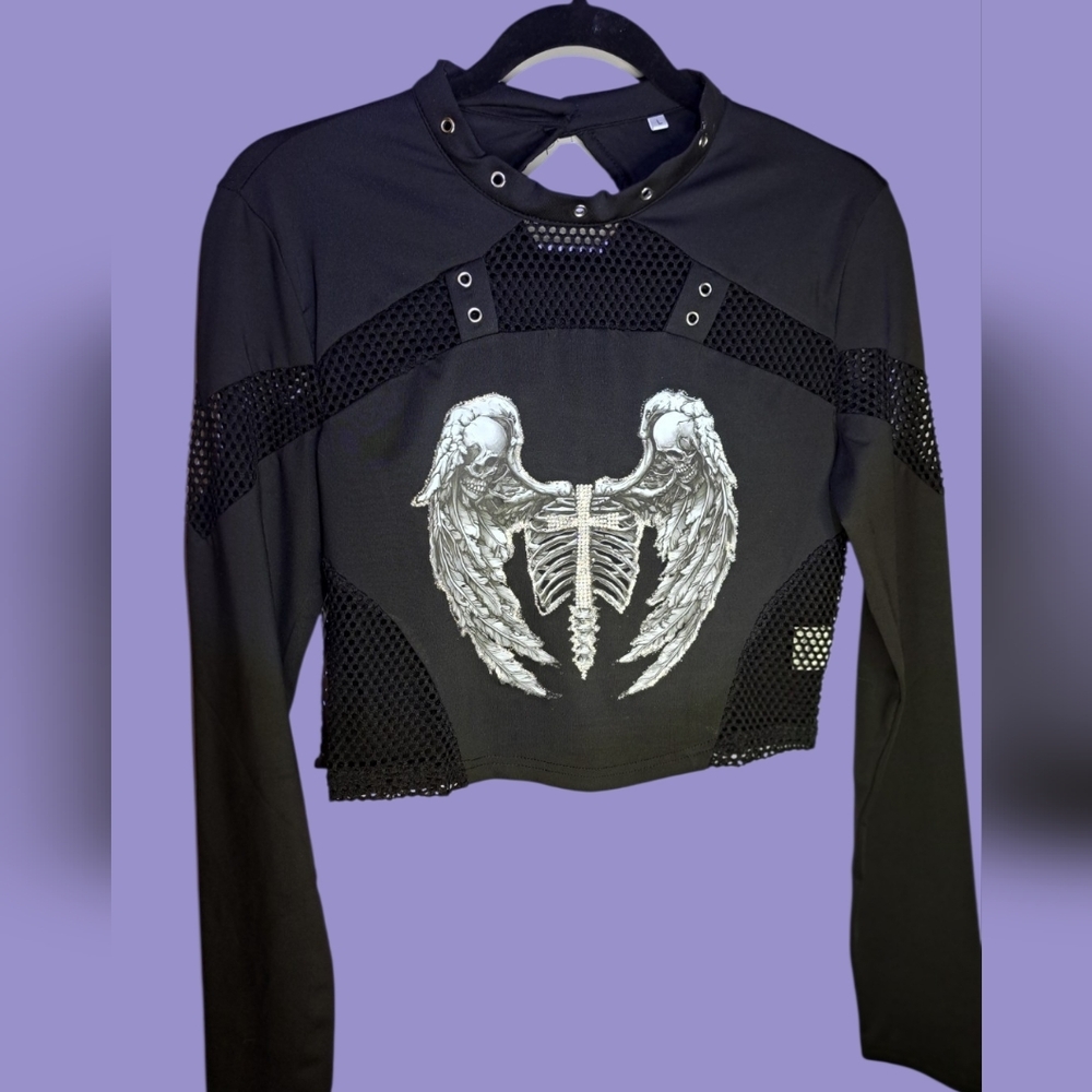 SKULL/RINESTONE CROSS Cool TOP! - Picture 1 of 8